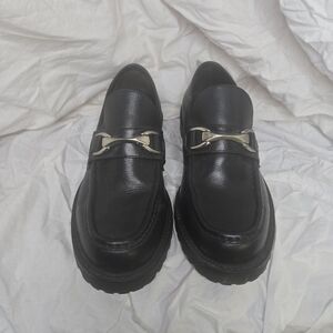 Kenneth Cole Reaction Black Leather Buckle Loafers 9.5D Slip On Dress Shoes